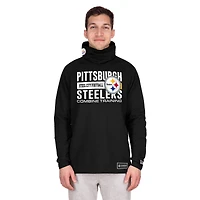 Men's New Era Black Pittsburgh Steelers Functional Fandom Balaclava Helmet Stripe Tri-Blend Hoodie