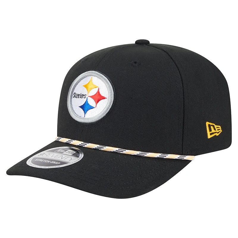 Casquette extensible à boutons-pression Gameday Multi Rope 9SEVENTY noire des Pittsburgh Steelers de New Era pour homme