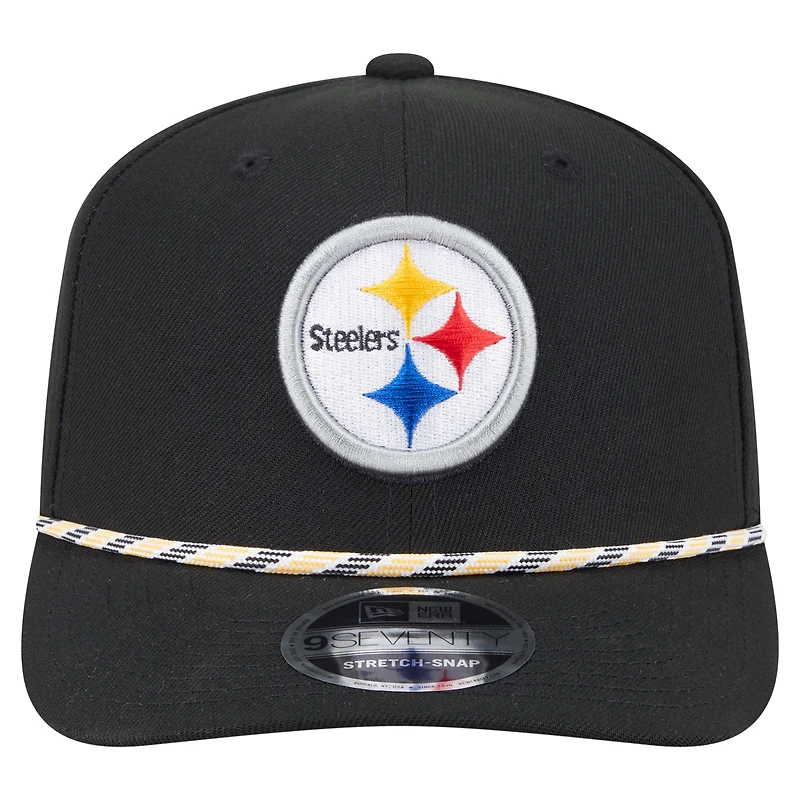 Men's New Era Black Pittsburgh Steelers Gameday Multi Rope 9SEVENTY Stretch-Snap Hat
