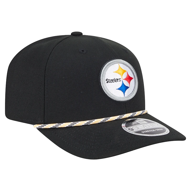Casquette extensible à boutons-pression Gameday Multi Rope 9SEVENTY noire des Pittsburgh Steelers de New Era pour homme