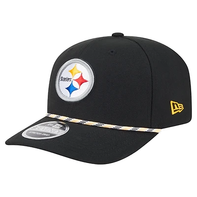 Men's New Era Black Pittsburgh Steelers Gameday Multi Rope 9SEVENTY Stretch-Snap Hat