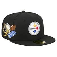 Men's New Era  Black Pittsburgh Steelers Group Chat 59FIFTY Fitted Hat