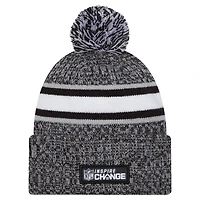 Men's New Era Black Pittsburgh Steelers Inspire Change Cuffed Knit Hat with Pom
