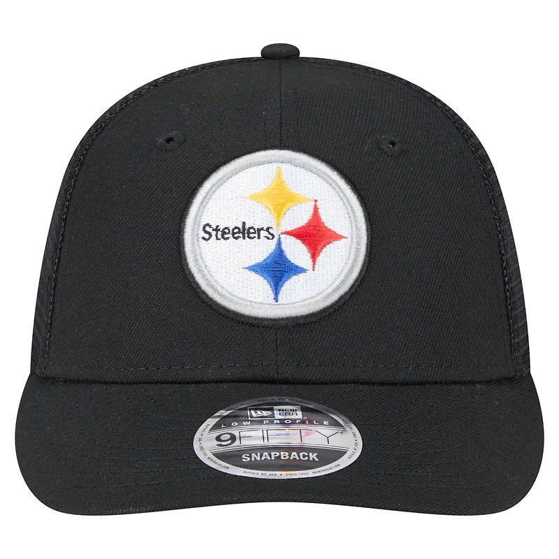 Casquette à visière basse 9FIFTY Snapback noire des Steelers de Pittsburgh de New Era pour homme