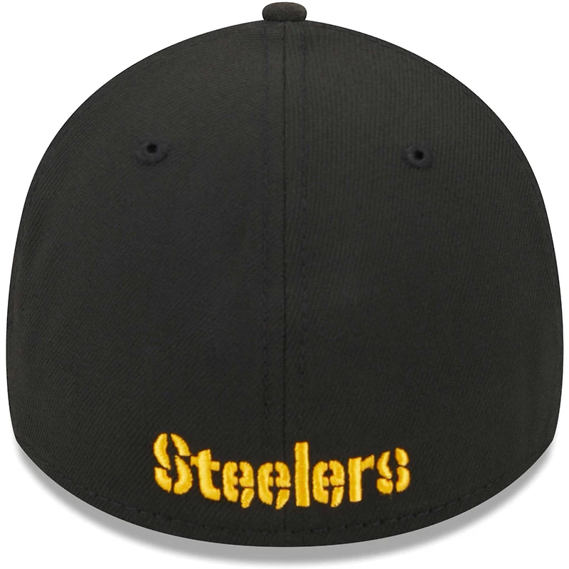 Casquette flexible principale 39THIRTY des Pittsburgh Steelers New Era noire pour hommes