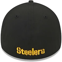 Casquette flexible principale 39THIRTY des Pittsburgh Steelers New Era noire pour hommes