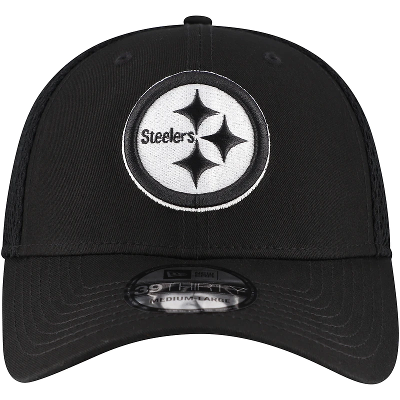 Men's New Era Black Pittsburgh Steelers Main Neo 39THIRTY Flex Hat
