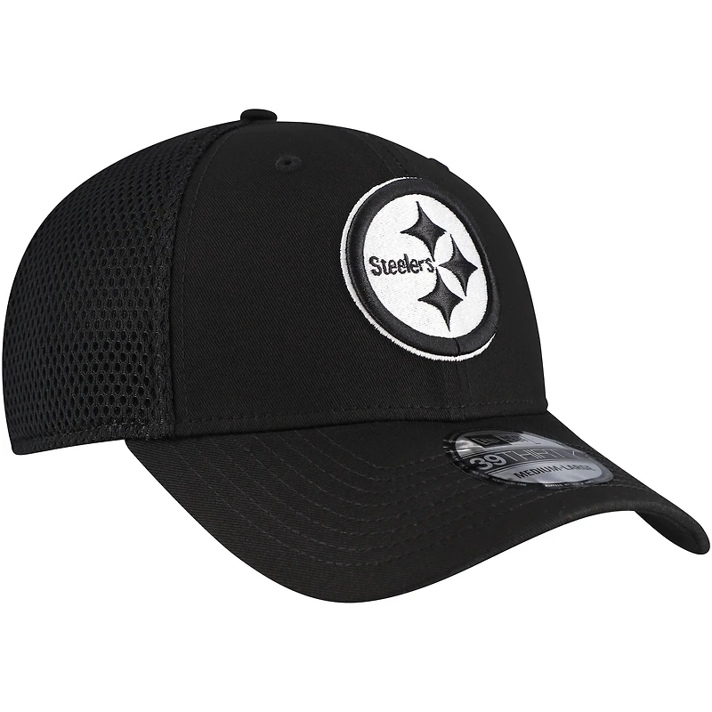 Men's New Era Black Pittsburgh Steelers Main Neo 39THIRTY Flex Hat