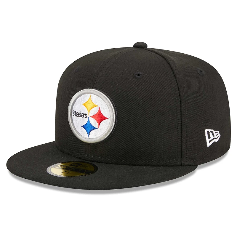 Casquette ajustée 59FIFTY avec écusson principal des Pittsburgh Steelers New Era noire pour hommes