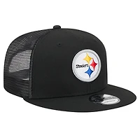 Casquette à visière noire à pression 9FIFTY Main Trucker des Steelers de Pittsburgh de New Era pour homme