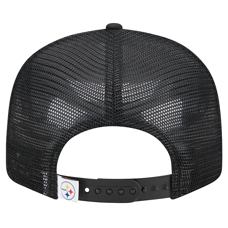 Casquette à visière noire à pression 9FIFTY Main Trucker des Steelers de Pittsburgh de New Era pour homme