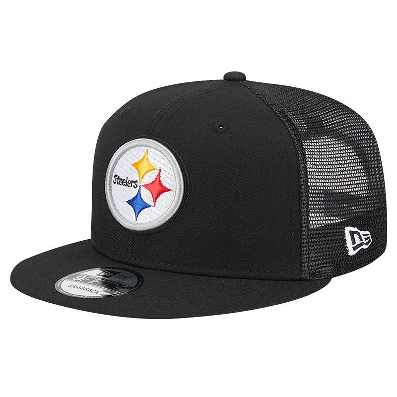 Casquette à visière noire à pression 9FIFTY Main Trucker des Steelers de Pittsburgh de New Era pour homme