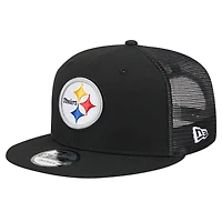Casquette à visière noire à pression 9FIFTY Main Trucker des Steelers de Pittsburgh de New Era pour homme