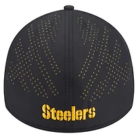 Casquette New Era noire Night 39THIRTY Flex des Pittsburgh Steelers pour homme