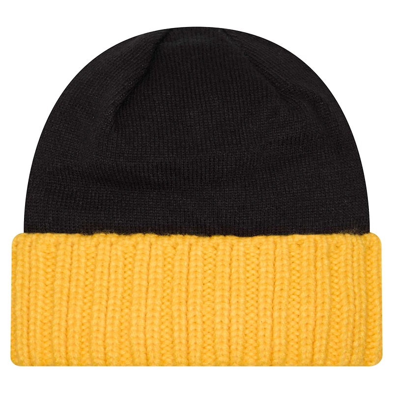 Bonnet en tricot à revers surdimensionné noir Pittsburgh Steelers New Era pour homme