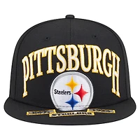 Men's New Era Black Pittsburgh Steelers  Oversized 59FIFTY Fitted Hat