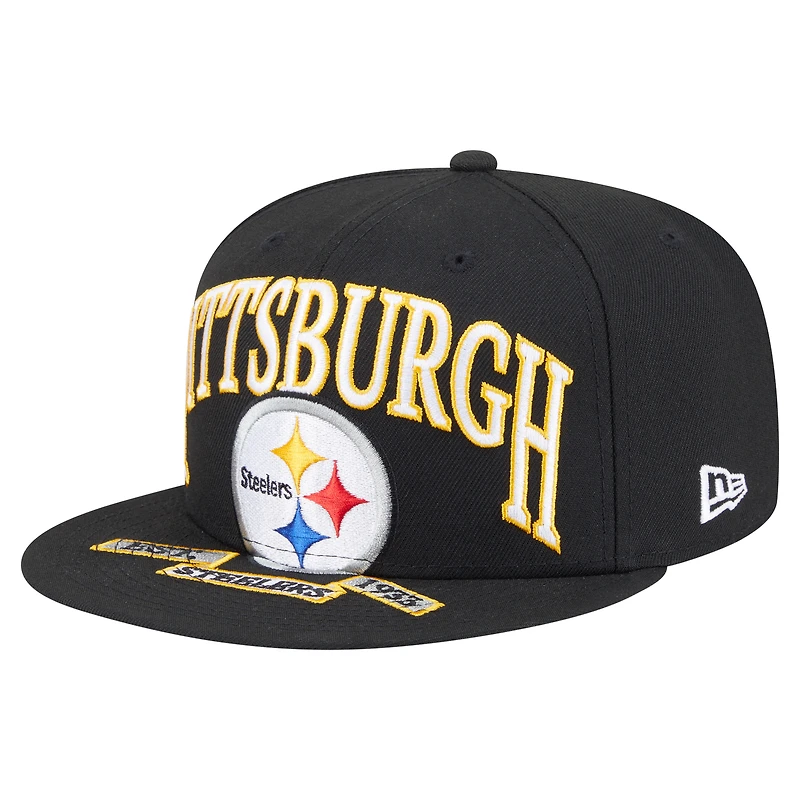 Men's New Era Black Pittsburgh Steelers  Oversized 59FIFTY Fitted Hat