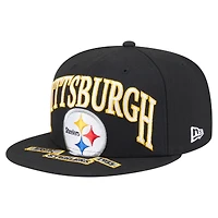 Men's New Era Black Pittsburgh Steelers  Oversized 59FIFTY Fitted Hat