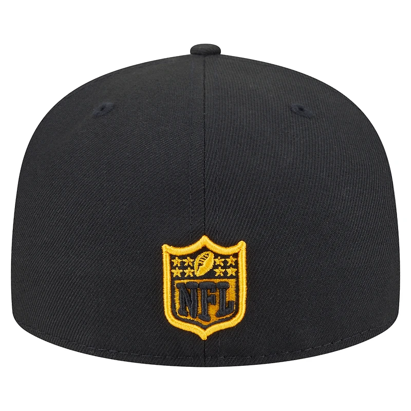 Casquette ajustée surdimensionnée 59FIFTY noire des Pittsburgh Steelers de New Era pour homme