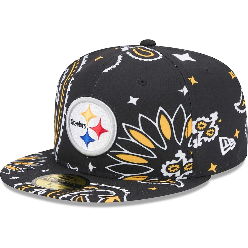 Casquette ajustée 59FIFTY Pittsburgh Steelers New Era noire à motif cachemire pour hommes