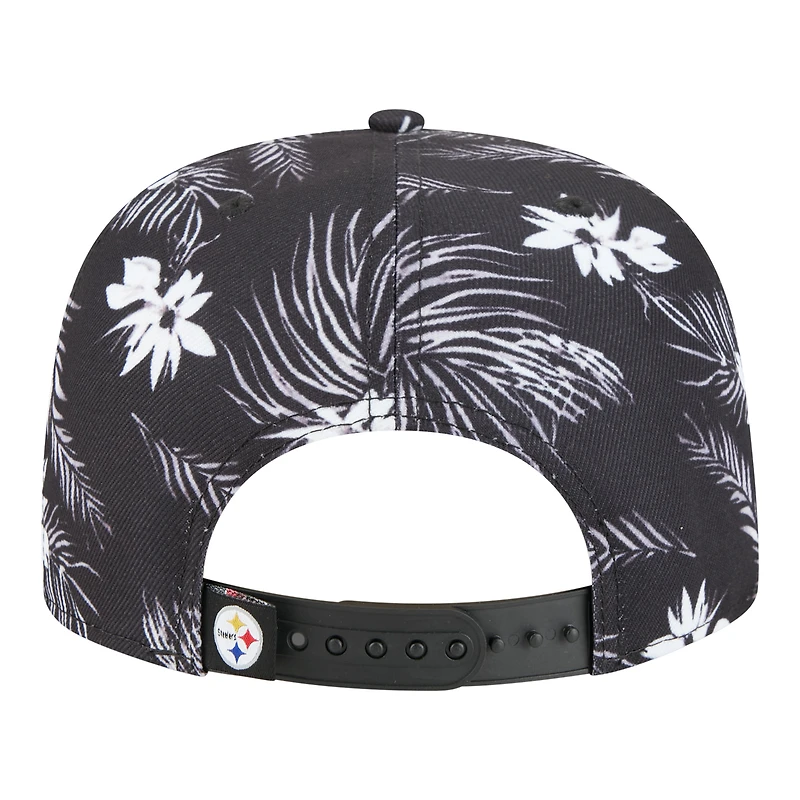 Casquette snapback New Era 9FIFTY noire Pittsburgh Steelers pour homme, motif palmiers.
