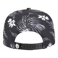 Casquette snapback New Era 9FIFTY noire Pittsburgh Steelers pour homme, motif palmiers.