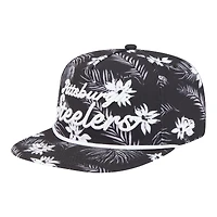 Men's New Era  Black Pittsburgh Steelers Palm Print A-Frame 9FIFTY Snapback Hat