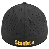 Casquette perforée 39THIRTY Flex noire New Era pour homme des Pittsburgh Steelers