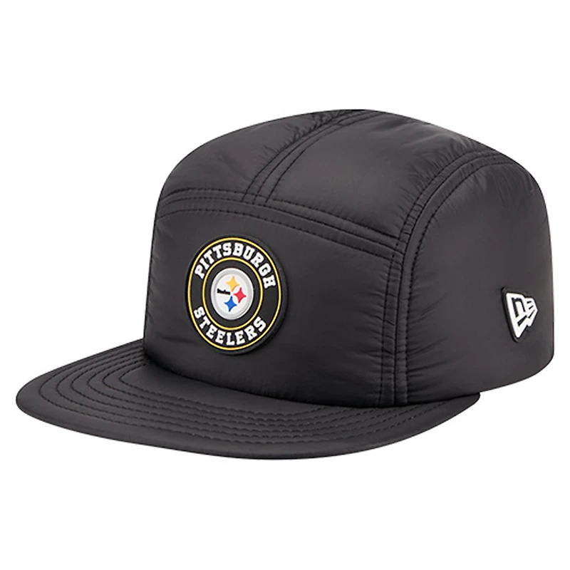 Men's New Era  Black Pittsburgh Steelers Quilted Camper Adjustable Hat