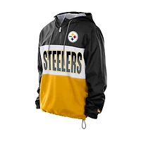 Men's New Era Black Pittsburgh Steelers Ripstop Quarter-Zip Hooded Windbreaker