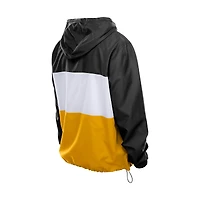 Men's New Era Black Pittsburgh Steelers Ripstop Quarter-Zip Hooded Windbreaker