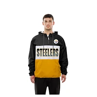 Men's New Era Black Pittsburgh Steelers Ripstop Quarter-Zip Hooded Windbreaker