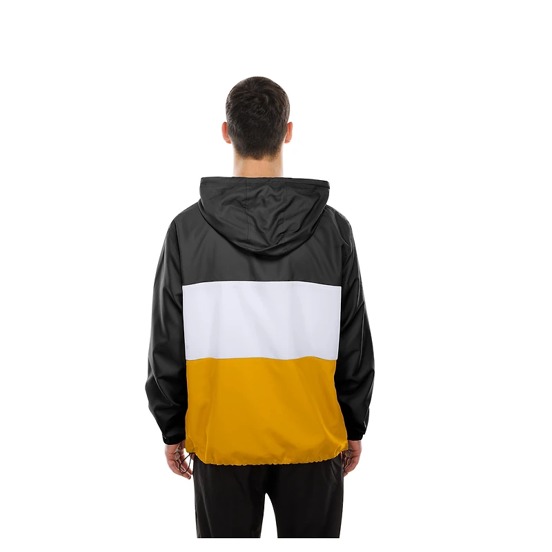 Men's New Era Black Pittsburgh Steelers Ripstop Quarter-Zip Hooded Windbreaker