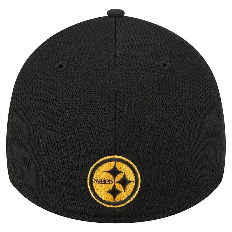 Casquette 39THIRTY Flex noire New Era pour homme avec logo des Pittsburgh Steelers