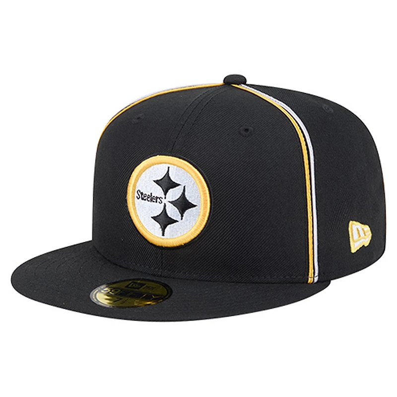Men's New Era Black Pittsburgh Steelers Soutache 59FIFTY Fitted Hat