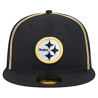 Men's New Era Black Pittsburgh Steelers Soutache 59FIFTY Fitted Hat