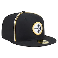 Men's New Era Black Pittsburgh Steelers Soutache 59FIFTY Fitted Hat