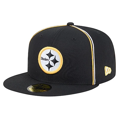 Men's New Era Black Pittsburgh Steelers Soutache 59FIFTY Fitted Hat