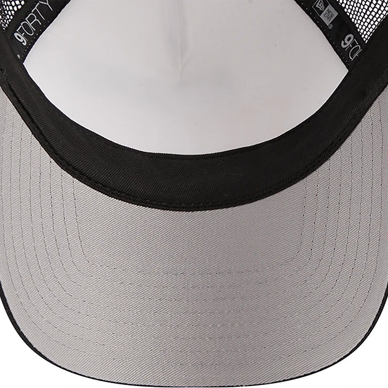 Men's New Era /Black Pittsburgh Steelers Stacked A-Frame Trucker 9FORTY Adjustable Hat