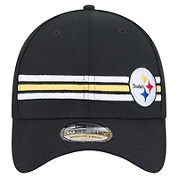 Casquette 39THIRTY Flex noire à rayures des Pittsburgh Steelers de New Era pour homme