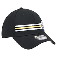 Men's New Era Black Pittsburgh Steelers Stripes 39THIRTY Flex Hat