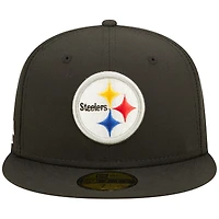 Men's New Era Black Pittsburgh Steelers Super Bowl XL Pink Pop Sweat 59FIFTY Fitted Hat
