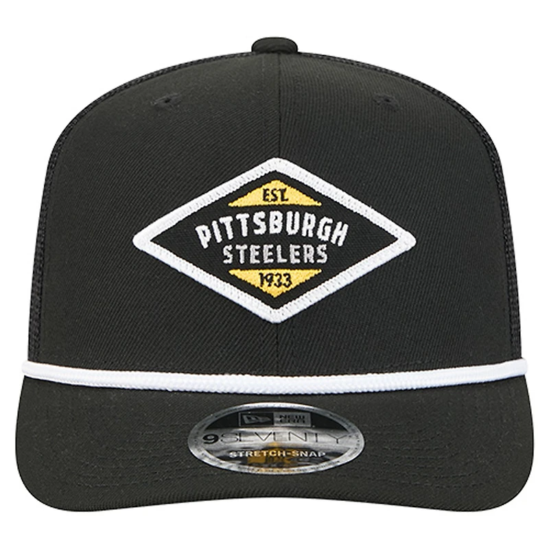 Men's New Era  Black Pittsburgh Steelers Team 9SEVENTY Adjustable Hat