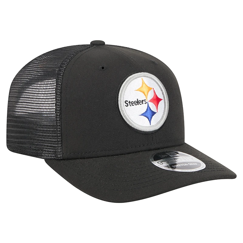 Casquette ajustable extensible à boutons-pression New Era noire Pittsburgh Steelers Team Collection 9SEVENTY pour homme