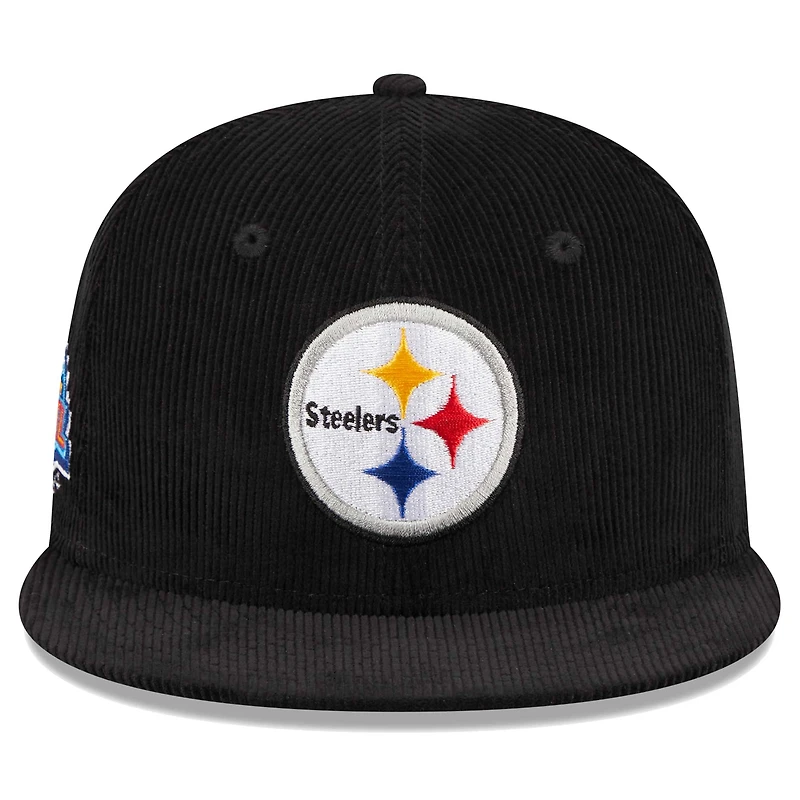 Casquette ajustée 59FIFTY en velours côtelé noir Pittsburgh Steelers New Era pour hommes