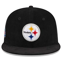 Casquette ajustée 59FIFTY en velours côtelé noir Pittsburgh Steelers New Era pour hommes