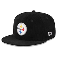 Casquette ajustée 59FIFTY en velours côtelé noir Pittsburgh Steelers New Era pour hommes