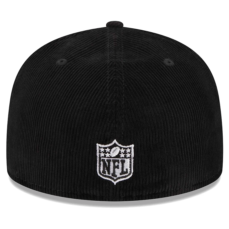 Casquette ajustée 59FIFTY en velours côtelé noir Pittsburgh Steelers New Era pour hommes