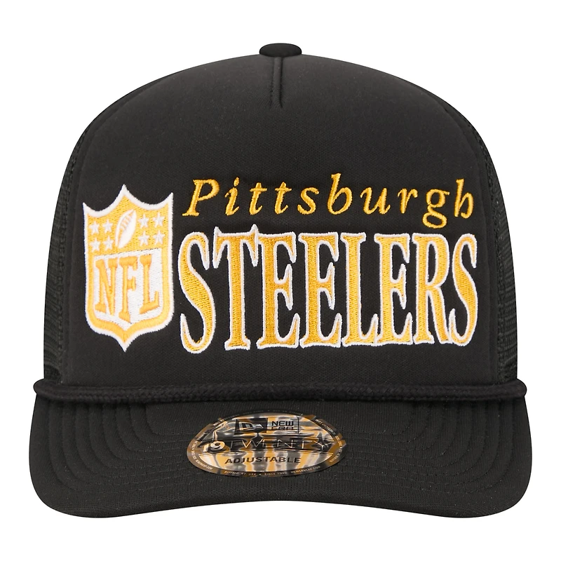 Casquette ajustable New Era noire Pittsburgh Steelers Throwback Foam 19TWENTY pour homme