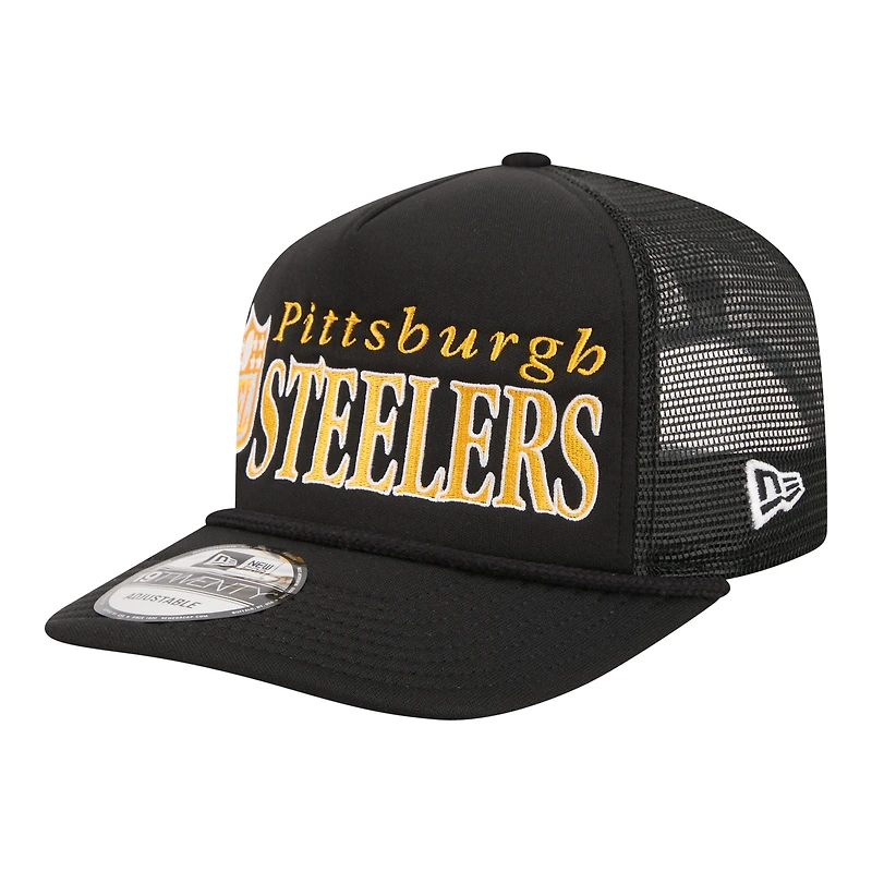Men's New Era Black Pittsburgh Steelers Throwback Foam 19TWENTY Adjustable Hat